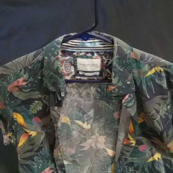 Denim & Flower Small Men's Button Down Shirt Cactus Man Ricky Singh Tropical - Picture 10 of 11